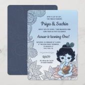 Krishna Hindu Style Birthday Party Kaart (Voorkant / Achterkant)