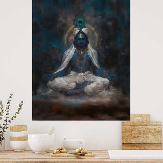 Krishna in het meditatie Poster (Keuken)
