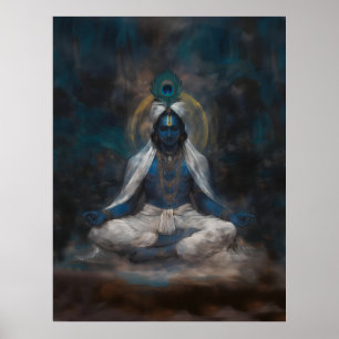 Krishna in het meditatie Poster