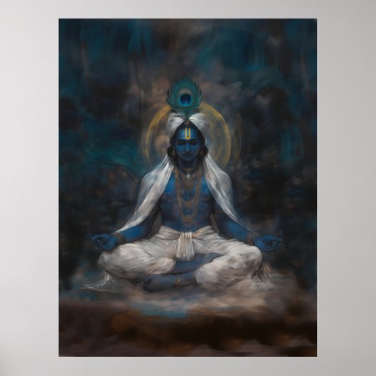 Krishna in het meditatie Poster (Voorkant)