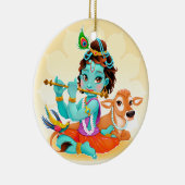 Krishna Indian God speelde flute illustratie Keramisch Ornament (Rechts)