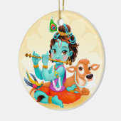 Krishna Indian God speelde flute illustratie Keramisch Ornament (Links)
