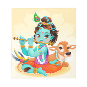 Krishna Indian God speelde flute illustratie Notitieblok