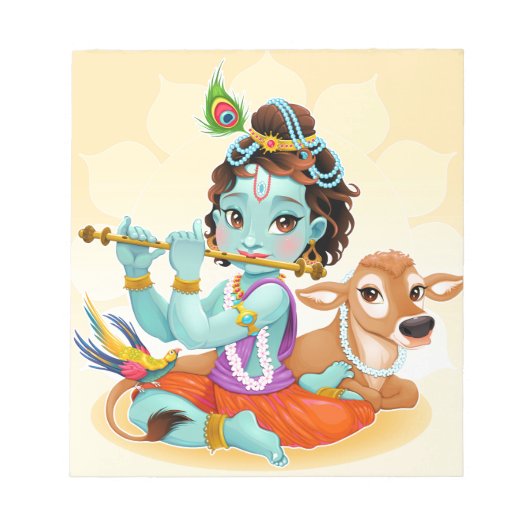 Krishna Indian God speelde flute illustratie Notitieblok (Voorkant)