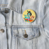 Krishna Indian God speelde flute illustratie Ronde Button 5,7 Cm (In situ)
