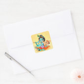 Krishna Indian God speelde flute illustratie Vierkante Sticker (Envelop)