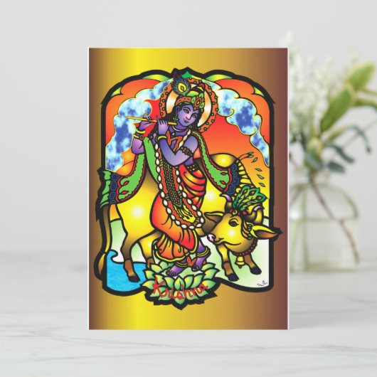 Krishna Invitation Kaart (Staand voorkant)