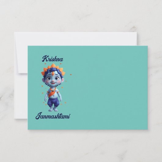 Krishna Janmashtami blauw mok Bedankkaart (Voorkant)