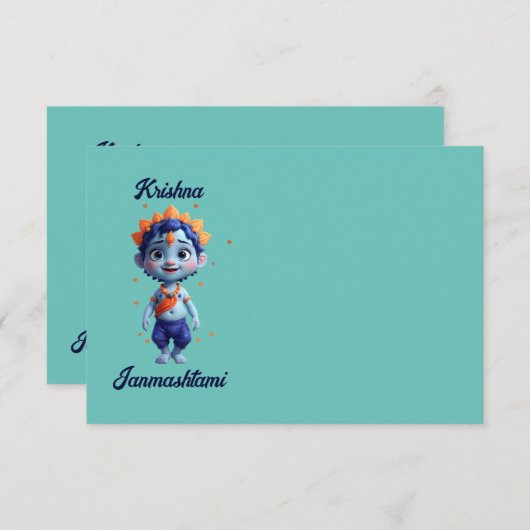 Krishna Janmashtami blauw mok Bedankkaart (Voorkant / Achterkant)