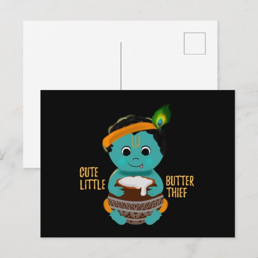 Krishna kaarten Baby Krishna kunst briefkaarten Sp (Voorkant / Achterkant)