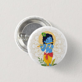 Krishna knoop met fluit ronde button 3,2 cm