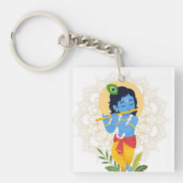Krishna knoop met fluit sleutelhanger