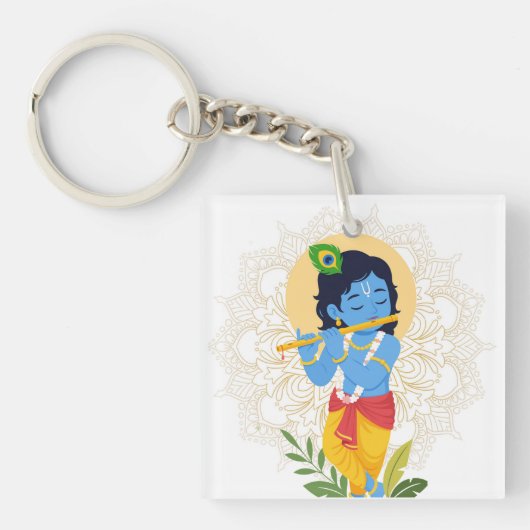 Krishna knoop met fluit sleutelhanger (voorkant)