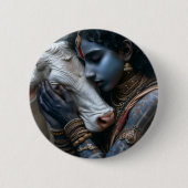 Krishna & koeienliefde ronde button 5,7 cm (Voorkant)