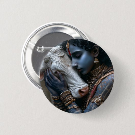 Krishna & koeienliefde ronde button 5,7 cm (Voorkant /achterkant)