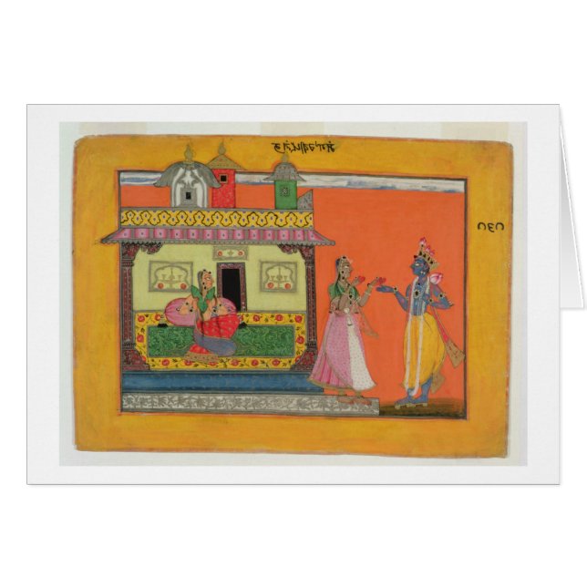 Krishna komt bij Radha's huis, illustratie voor (Voorkant Horizontaal)