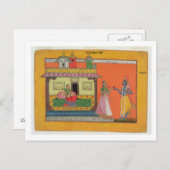 Krishna komt bij Radha's huis, illustratie voor Briefkaart (Voorkant / Achterkant)
