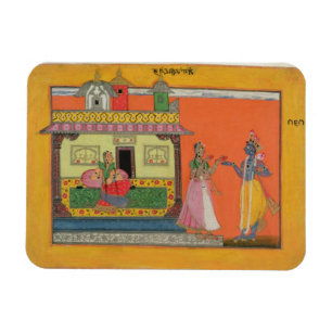 Krishna komt bij Radha's huis, illustratie voor Magneet