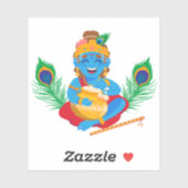 Krishna met boter pot pauw veer sticker (Vel)