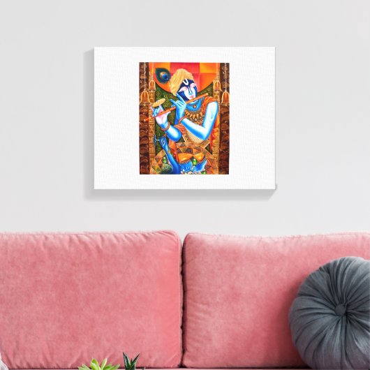 KRISHNA MET DE FLUIT CANVAS AFDRUK (Insitu (Woonkamer))