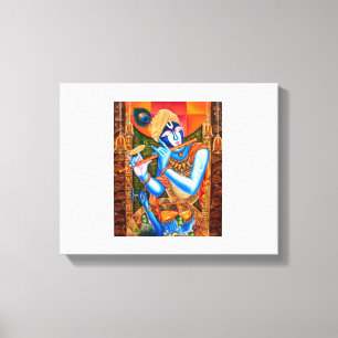 KRISHNA MET DE FLUTE CANVAS AFDRUK