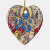 KRISHNA MET FLUTE KALAMKARI PAINTING KERAMISCH ORNAMENT (Rechts)