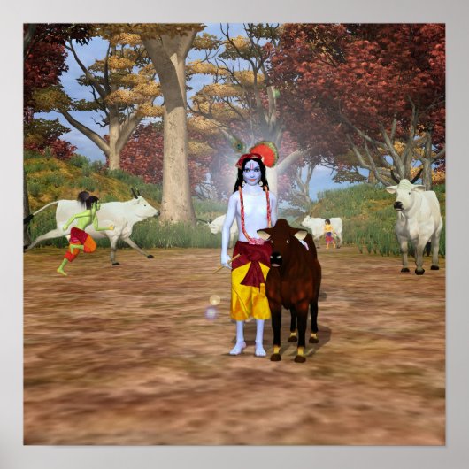 Krishna met koe poster (Voorkant)