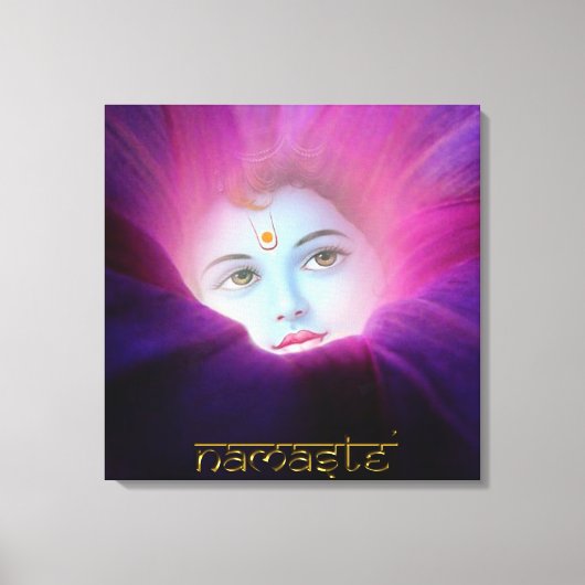 Krishna Morning Glory Namaste Stretched Canvas Pri Afdruk (Voorkant)