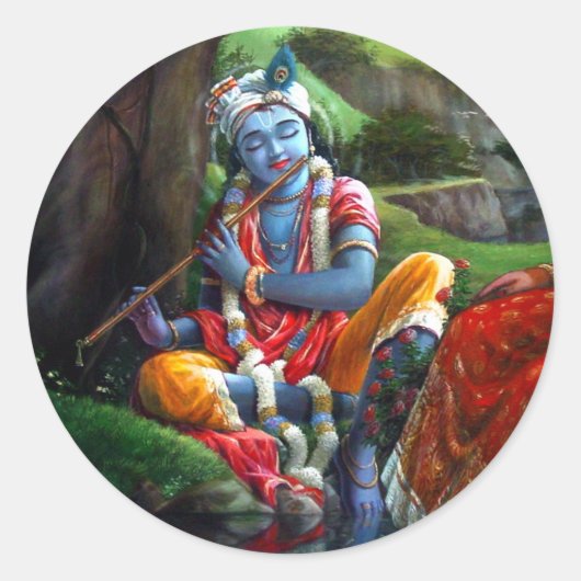 Krishna Painting (Indiase mythologie) Ronde Sticker (Voorkant)