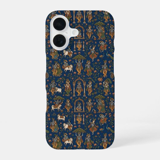 Krishna-patroon iPhone 16 Hoesje (Achterkant)