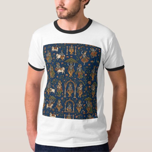 Krishna-patroon T-shirt (Voorkant)