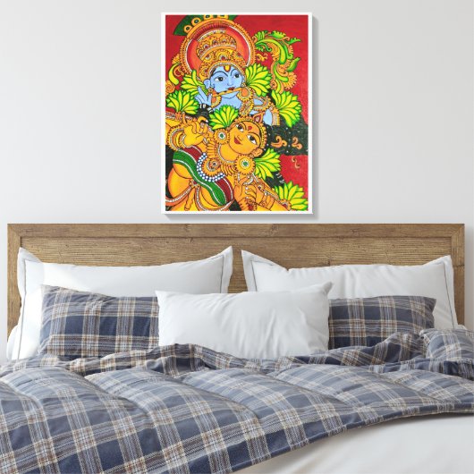 Krishna radha muurschildering canvas afdruk (Insitu (Slaapkamer))