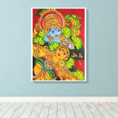 Krishna radha muurschildering canvas afdruk (Insitu (Houten vloer))