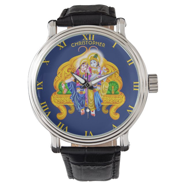 Krishna Radha Vigneshwara Psychedelic Hinduism Horloge (Voorkant)