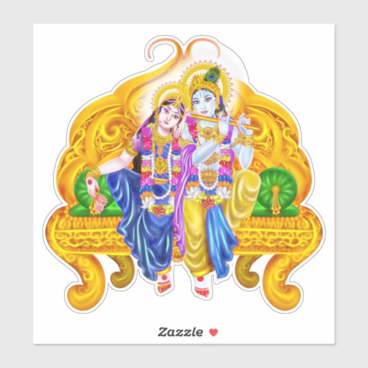 Krishna Radha Vigneshwara Psychedelic Hinduism Sticker (Vel)