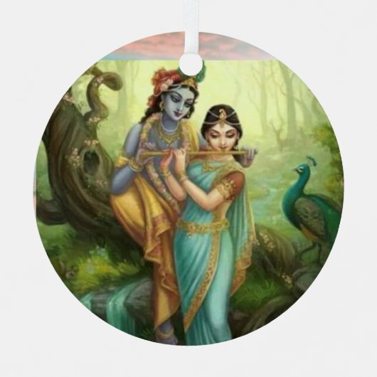 Krishna Radhey Metalen Ornament (Voorkant)