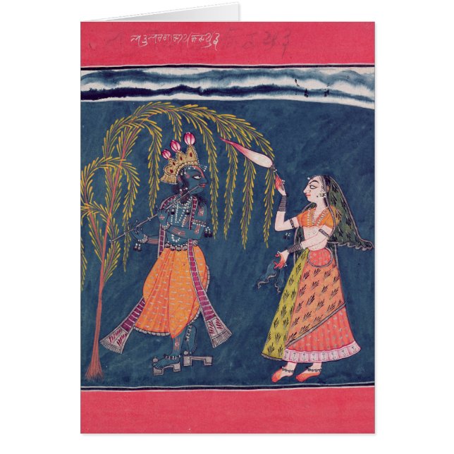 Krishna speelt een fluitje van de 'Vahula' (Voorkant)