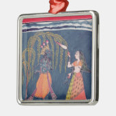 Krishna speelt een fluitje van de 'Vahula' Metalen Ornament (Links)