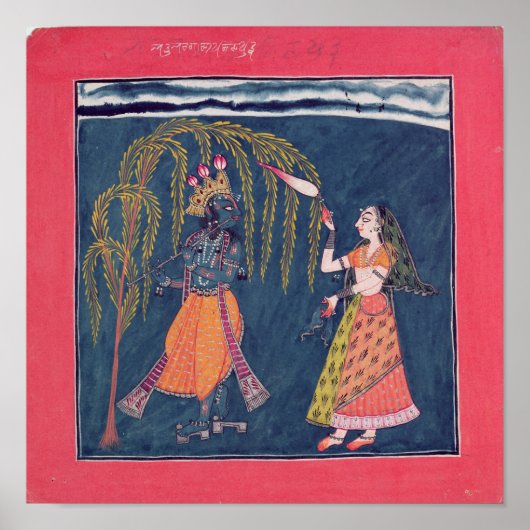 Krishna speelt een fluitje van de 'Vahula' Poster (Voorkant)