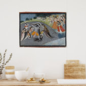 Krishna Subduing Kaliya, de Slangendemon Poster (Keuken)