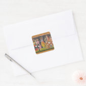 Krishna tilt Mount Govardhana uit de Bhagav Vierkante Sticker (Envelop)