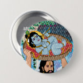 Krishna & Vasudeva Knop Ronde Button 7,6 Cm (Voorkant /achterkant)