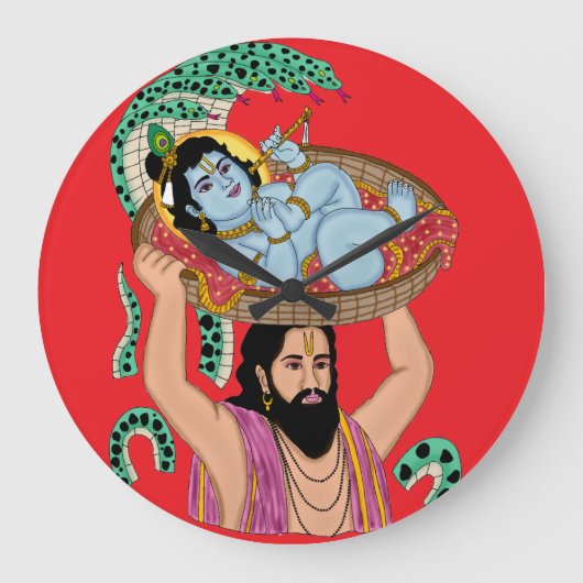 Krishna & Vasudeva Wandklok (Voorkant)