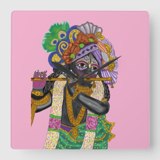Krishna Wall Clock Vierkante Klok (Voorkant)