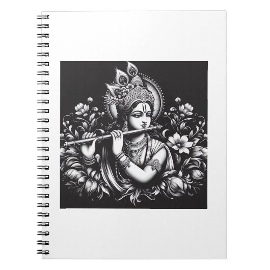 Krishna Zwart en Wit Notitieboek (Voorkant)
