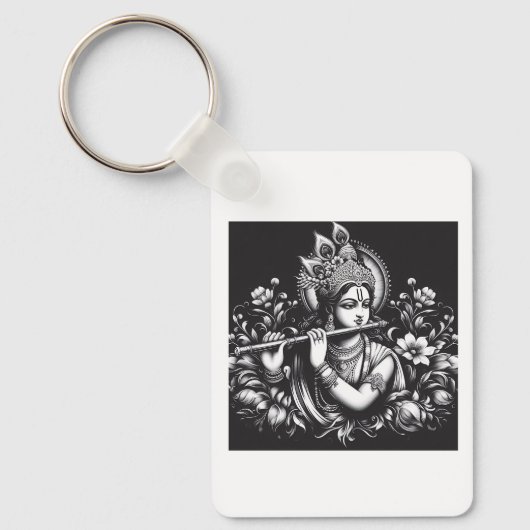 Krishna Zwart en Wit Sleutelhanger (Voorkant)
