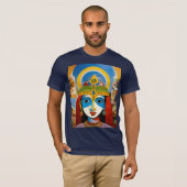 Krishna's Derde oog-combinatie van veelkleurige T-shirt (Voorkant volledig)