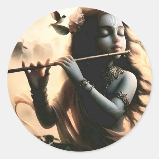 Krishna's Melodie Ronde Sticker (Voorkant)