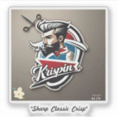 "Krispin Barber Shop Logo Design" Sticker (Voorkant)