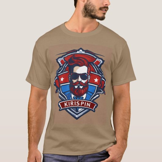 Krispin - Barber Shop Thema Logo en Headline T-shirt (Voorkant)